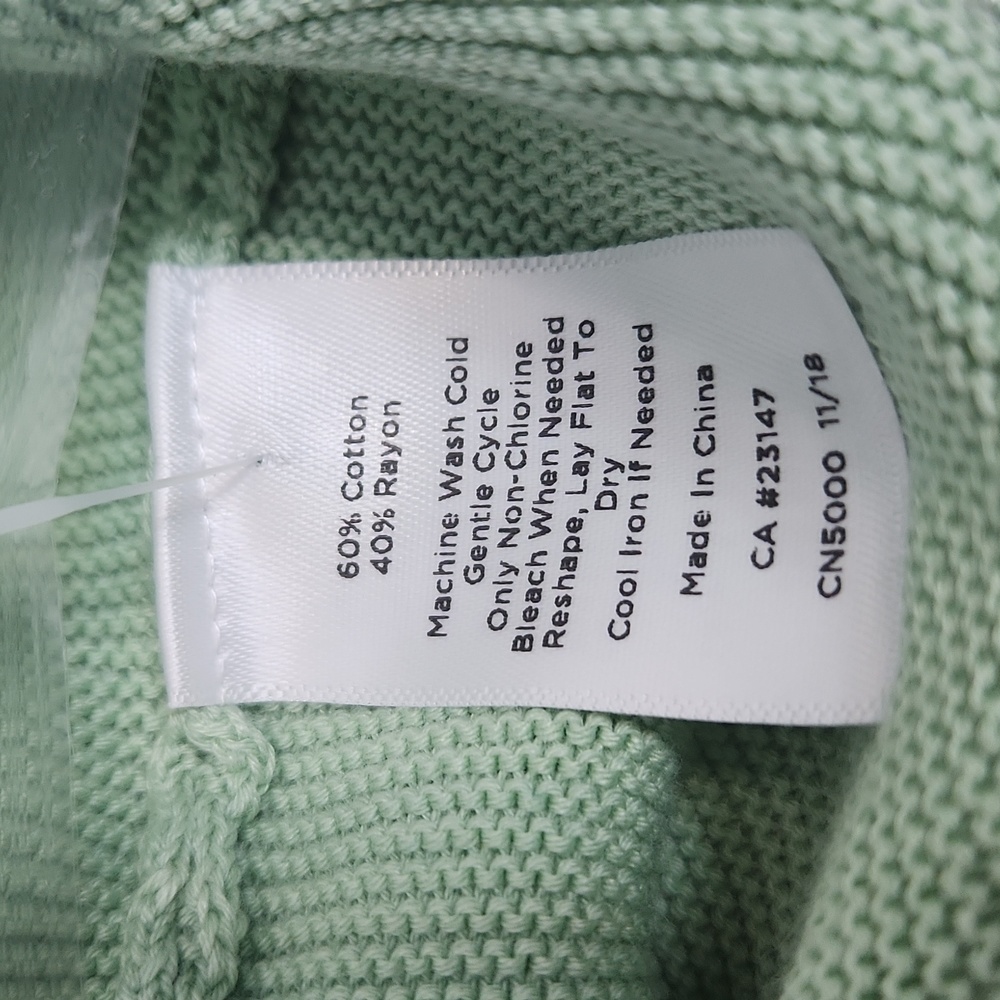 NWT Talbots Petite Mint Green Button-Sleeve Sweater - Size Large Petite (PL) - Picture 9 of 10